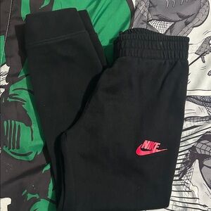 Nike Kids Black Sweatpants with Pink Logo
